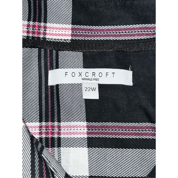 NWT Plus Size Foxcroft Black White Pink Check Button Up Shirt Size 22W - Picture 5 of 7